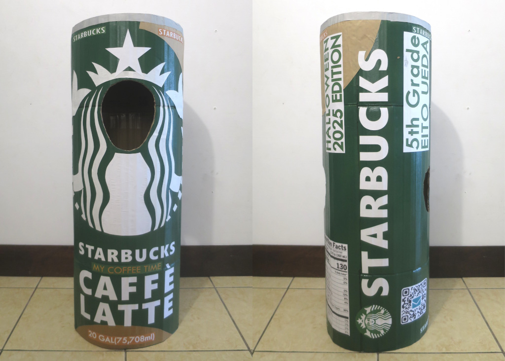 手作りダンボール・ハロウィン衣装【着れるスターバックスの缶とドリンク】の作り方