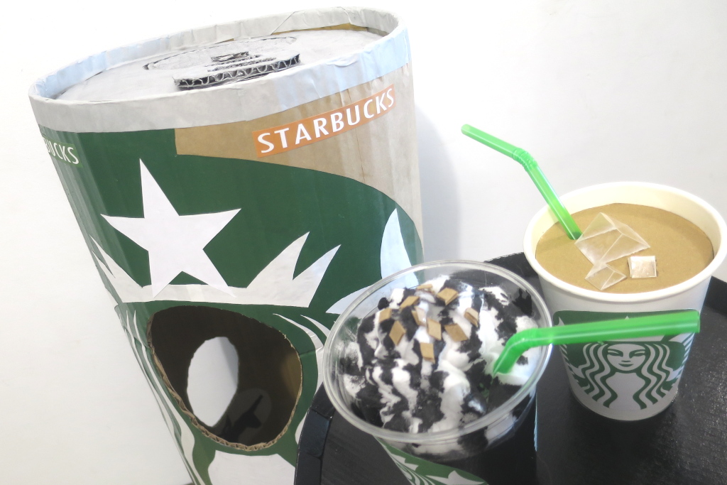 手作りダンボール・ハロウィン衣装【着れるスターバックスの缶とドリンク】の作り方